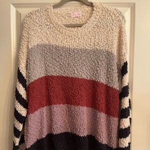 Pink Lily Striped, Popcorn Sweater